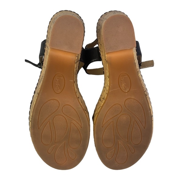 b.o.c. Black Soft Leather Flower Slingback Cork Heels Sandals Sz 9/40.5 - Picture 8 of 9